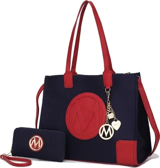 MKF Collection by Mia K Louise Tote And Wallet Set Handbag - Blue
