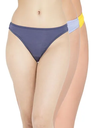 Clovia Pack Of 3 Cotton Low Waist Thong 