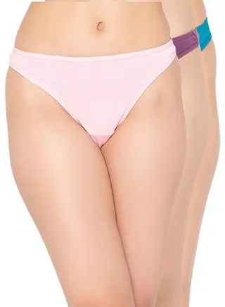 Clovia Pack Of 3 Cotton Low Waist Thong 
