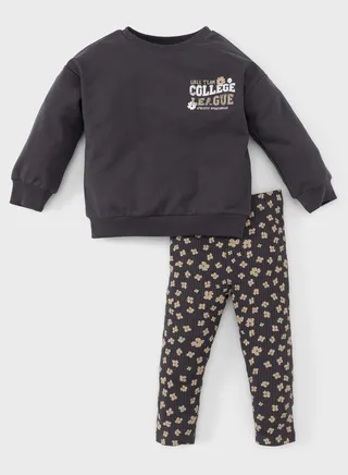 Baby Girl 2-Pack Regular Fit Sweatshirt Leggings Set 