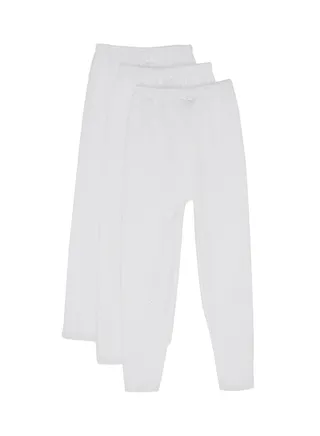 3-Piece Cotton Leggings With Lace Trim White 