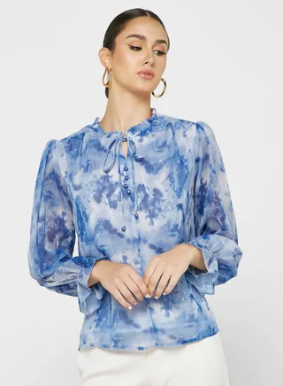 Printed Button Detail Top