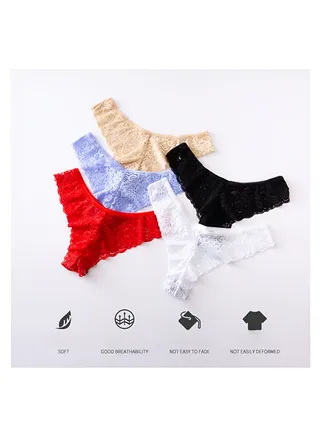 5-Pieces Ladies Lace Thong 