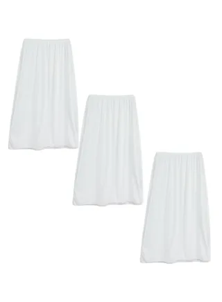 3- Pieces Skirt Soft Durable And Cold Inner Nylon With Elasticized Waistband And Small Lace Women White 