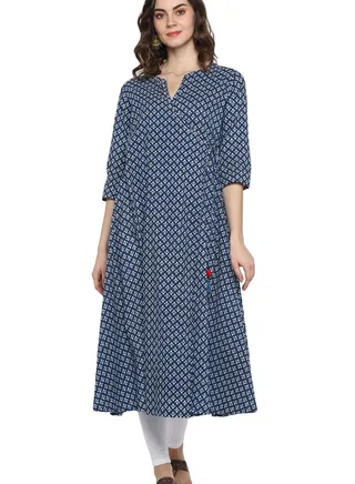 Blue Angrakha Kurti 