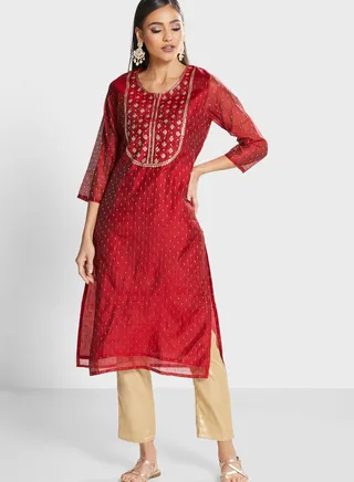 Sequin Detail Embellished Kurti 