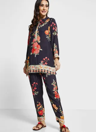 Floral Printed Straight Fit Co-ord Set 