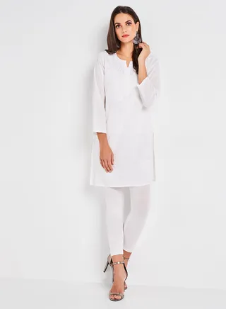Handmade Embroidered Kurta White 
