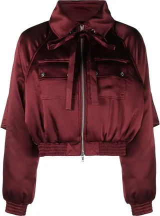 Red Draped Bomber Jacket