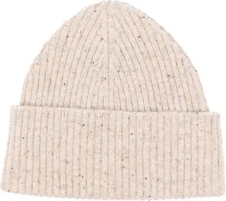 Wool Ribbed-Knit Beanie Hat
