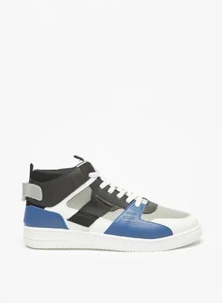 Men Panelled High Top Sneakers with Lace-Up Closure