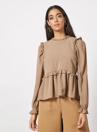 High Neck Peplum Top
