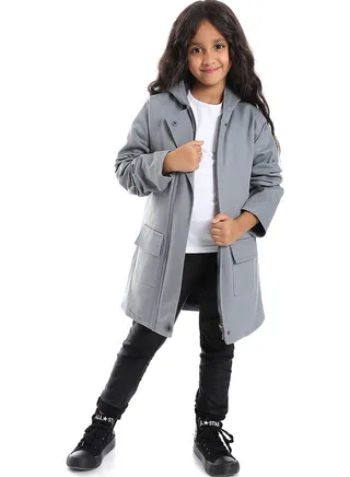 Long Grey Long Sleeved Coat_Grey 