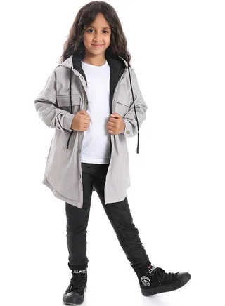 Cute Plain Grey Jacket With Pockets_Grey 
