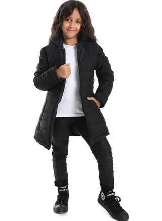 Black Thermoplastic Regular Fit Puffer_Black 