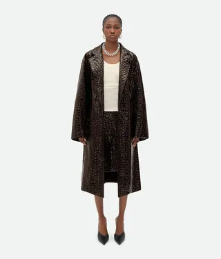 Oversized Fit Embossed Leather Coat