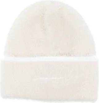 Embroidered-Logo Fuzzy-Knit Beanie