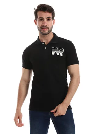 Chest Printed Classic Neck Polo Shirt 