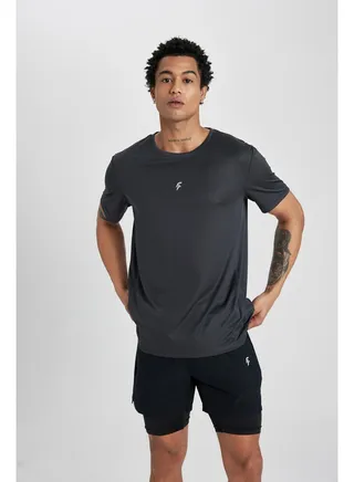 Man Slim Fit Crew Neck Short Sleeve Knitted T-Shirt 