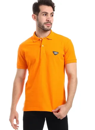 Pique Pattern Turn Down Collar Polo Shirt 
