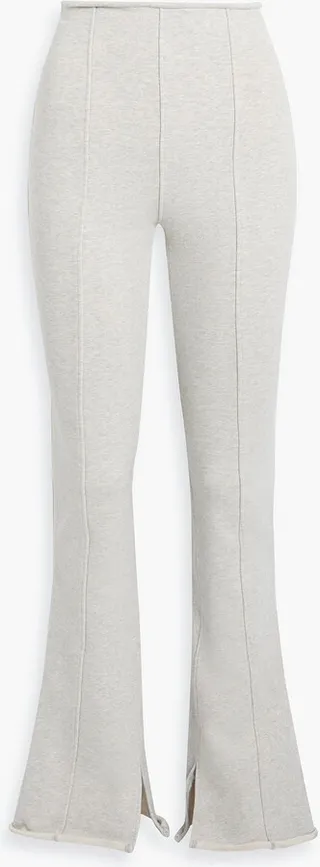 Mélange French cotton-blend terry flared pants
