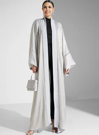 Lace Detail Flared Sleeve Abaya 