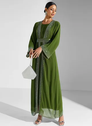 Embellished Detail Abaya With Sheila 