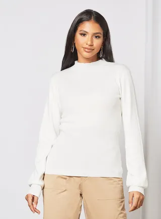 High Neck Top Off White