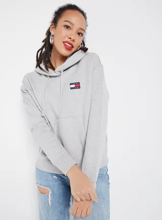 Tommy Badge Hoodie Off White 