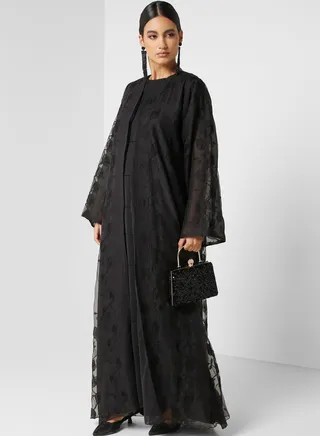 Embroidered Flared Sleeve Abaya 