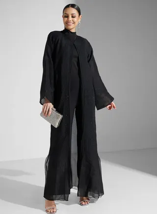 Embellished Flared Sleeve Abaya 