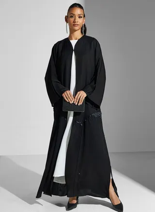 Embellished V-Neck Abaya 