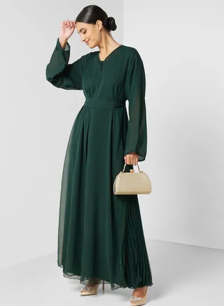 Embellished Belted Abaya 