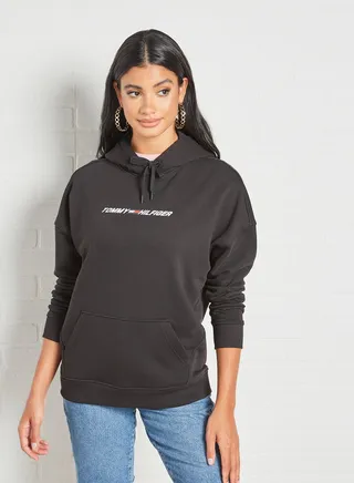 Logo Print Hoodie Black 