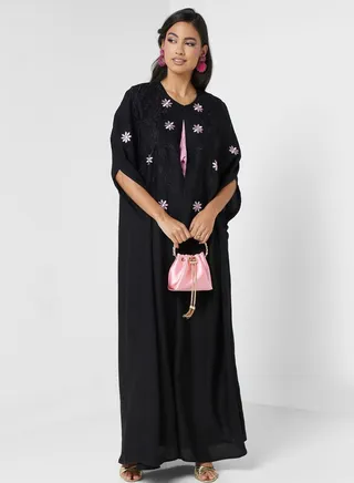 Embroidered Open Abaya 