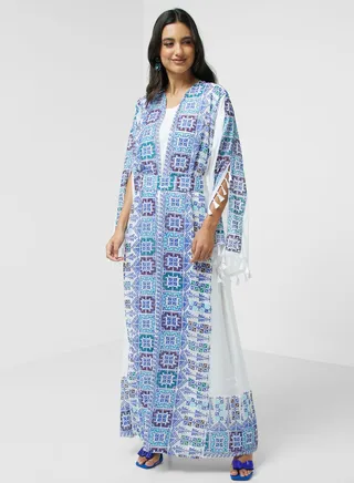 Embroidered Belted Abaya 