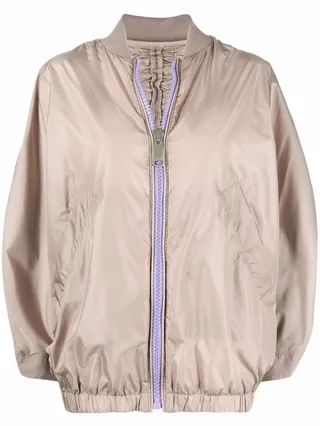 Ruched-Effect Bomber Jacket