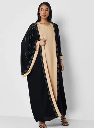 Shimmer Detail Abaya With Inner 