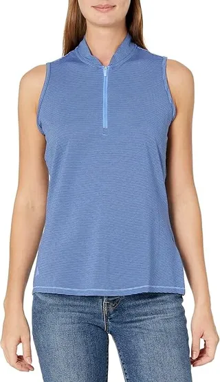 adidas Golf Two-Color Ottoman Polo Shirt (Blue Fusion) Women's Clothing
