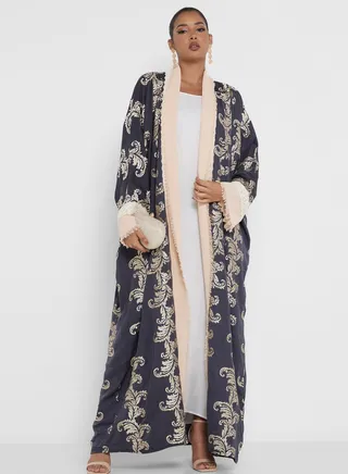 Embroidered Open Abaya 