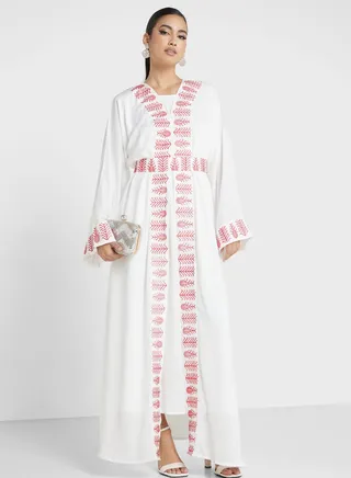Embroidered Belted Abaya 