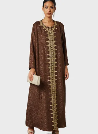 Embroidered Front Open Abaya 