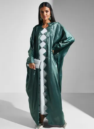 Flared Sleeve Open Abaya 