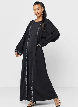 Embroidered Open Abaya 