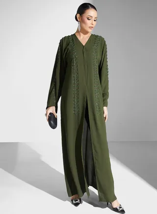 Embellished Button Detail Abaya 