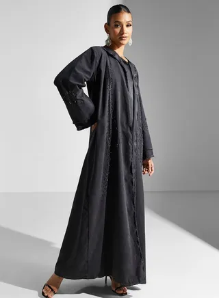 Embellished Flared Sleeve Abaya 