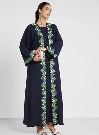 Embroidered Flared Sleeve Abaya 