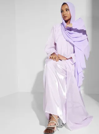 Flared Sleeve Open Abaya 