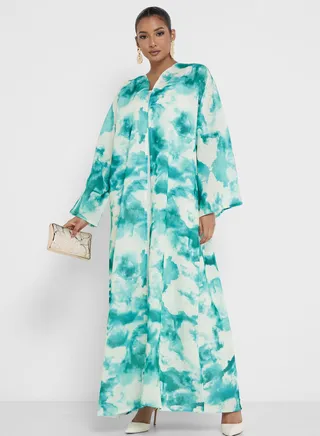 Flared Sleeve Open Abaya 