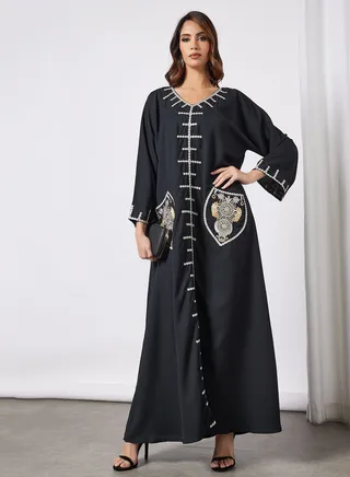 Embroidered Abaya Black 